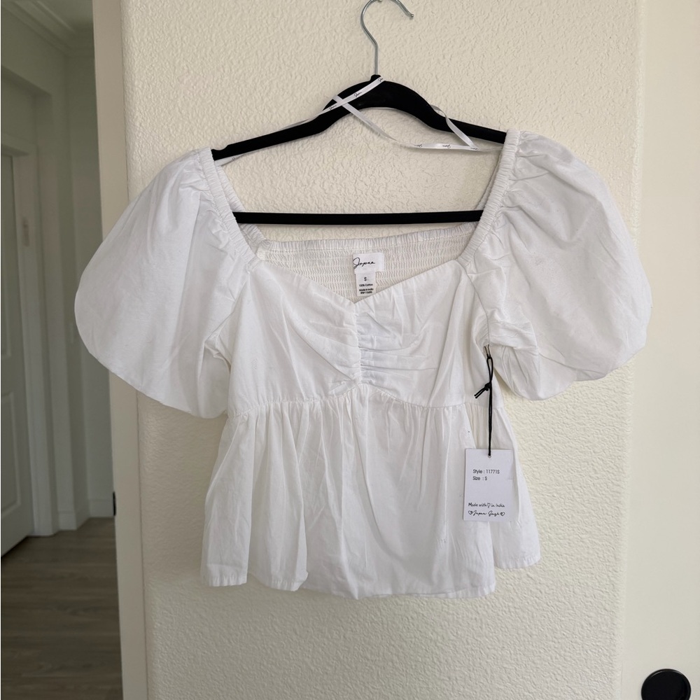 White Puff Sleeve Top